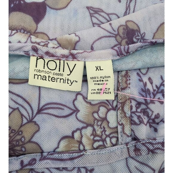 Holly Robinson Peete Maternity Womens Blouse Print Floral Purple Pullover Sz XL - Picture 12 of 13